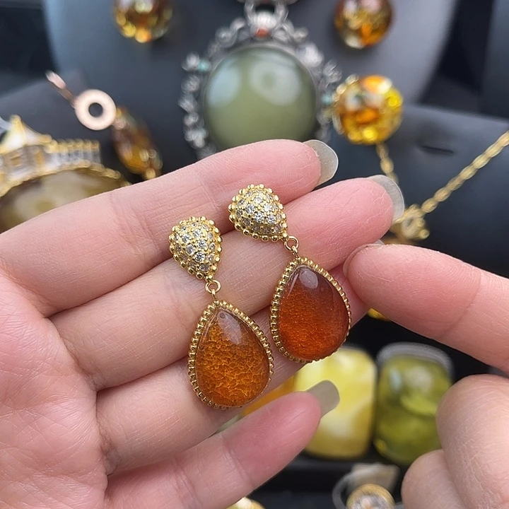 琥珀银S925镶嵌裸石