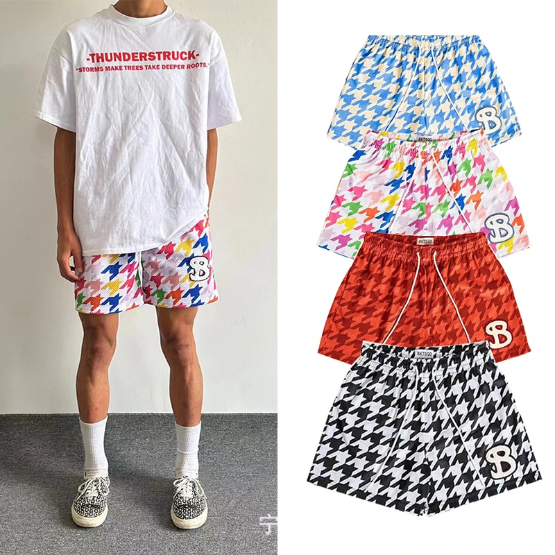 SQD美式格子网眼篮球短裤男子夏季速干运动健身跑步速干四分裤