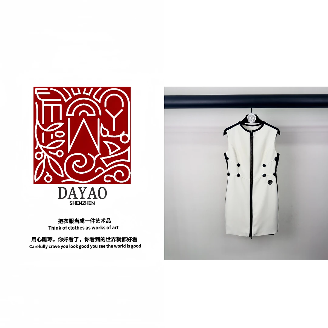 「DAYAO」名媛时尚高级感黑白拼接连衣裙轻奢高端女装WY24297