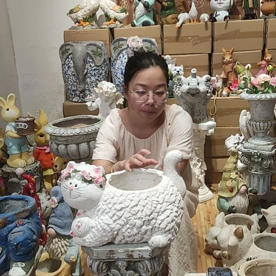 合成树脂氧化镁母子猫花盆