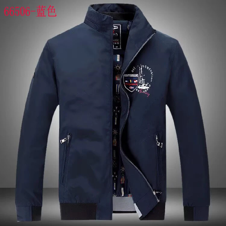 肯迪鲨鱼上衣薄款夹克宽松中青年宽松型男立领刺绣春季外穿