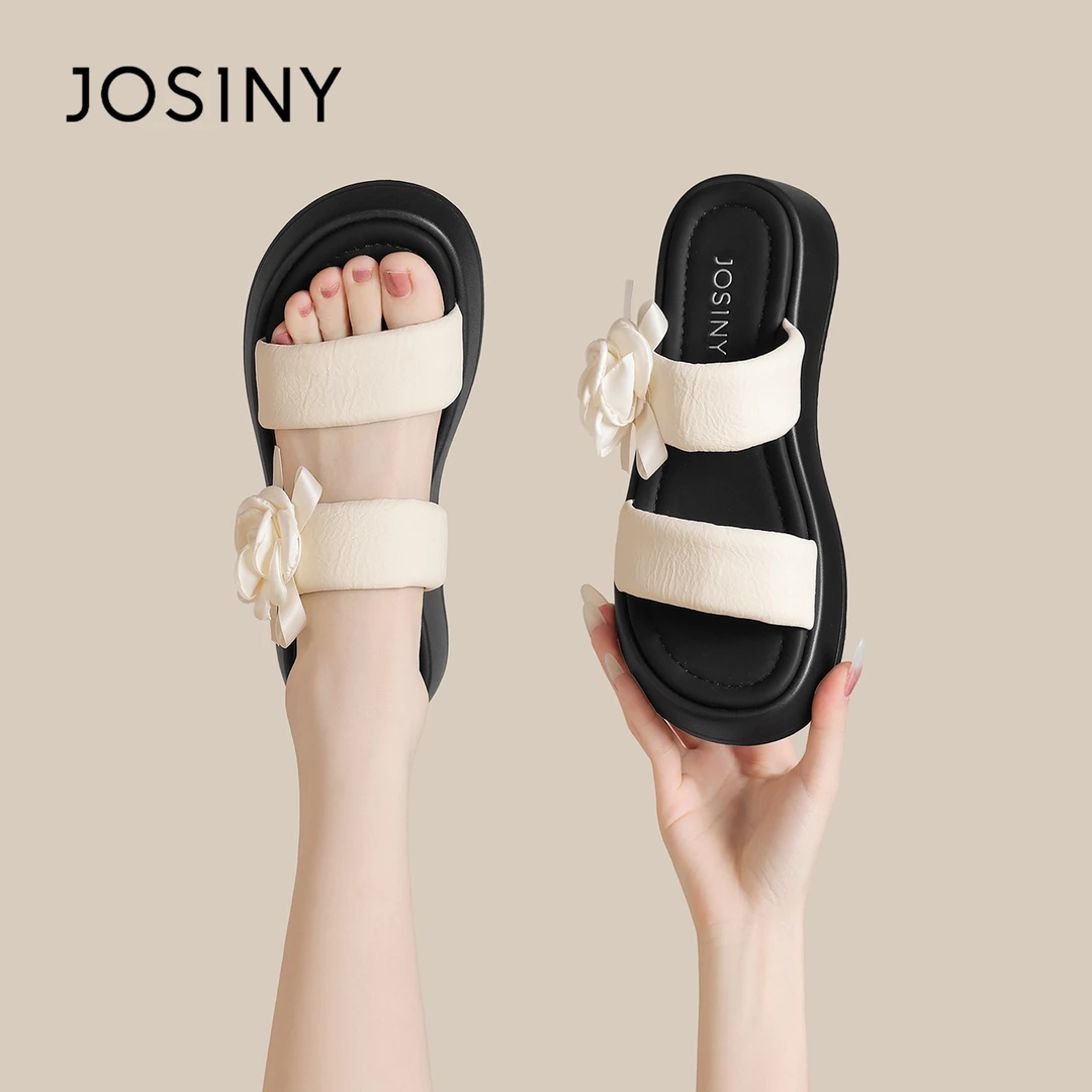 卓诗尼厚底一字拖女2025夏季外穿新款高级感沙滩小个子增高凉拖鞋