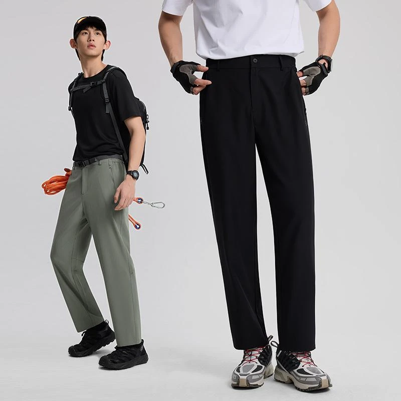 V探拓休闲裤男士弹力春夏季户外徒步快干软壳裤直筒登山运动长裤