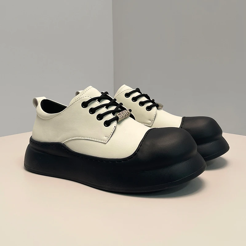 德比鞋男女2025新款男款黑白大头鞋厚底增高休闲时尚百搭复古潮鞋