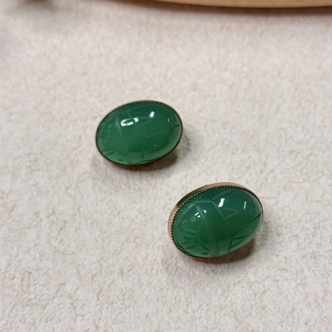 90新  【六六中古】孤品复古玛瑙耳夹th6436