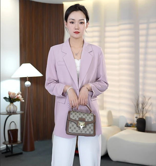 时尚休闲西服女2025春夏装新款轻奢气质长袖西装薄款外套2502