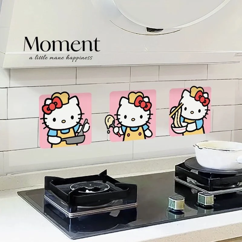 哈喽kitty厨房防油贴纸油烟机灶台加厚阻燃防水防火专用装饰贴膜