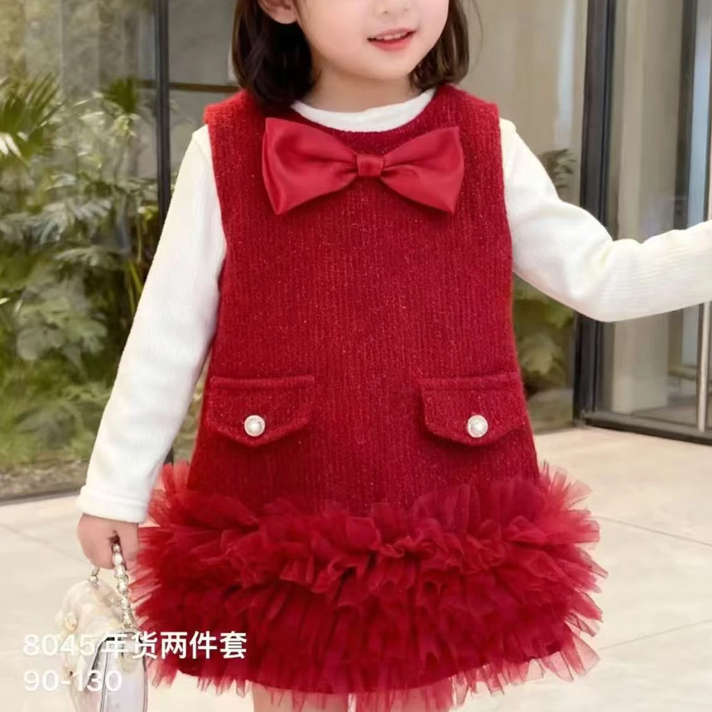 88927秋冬新款女童加绒连衣裙套装