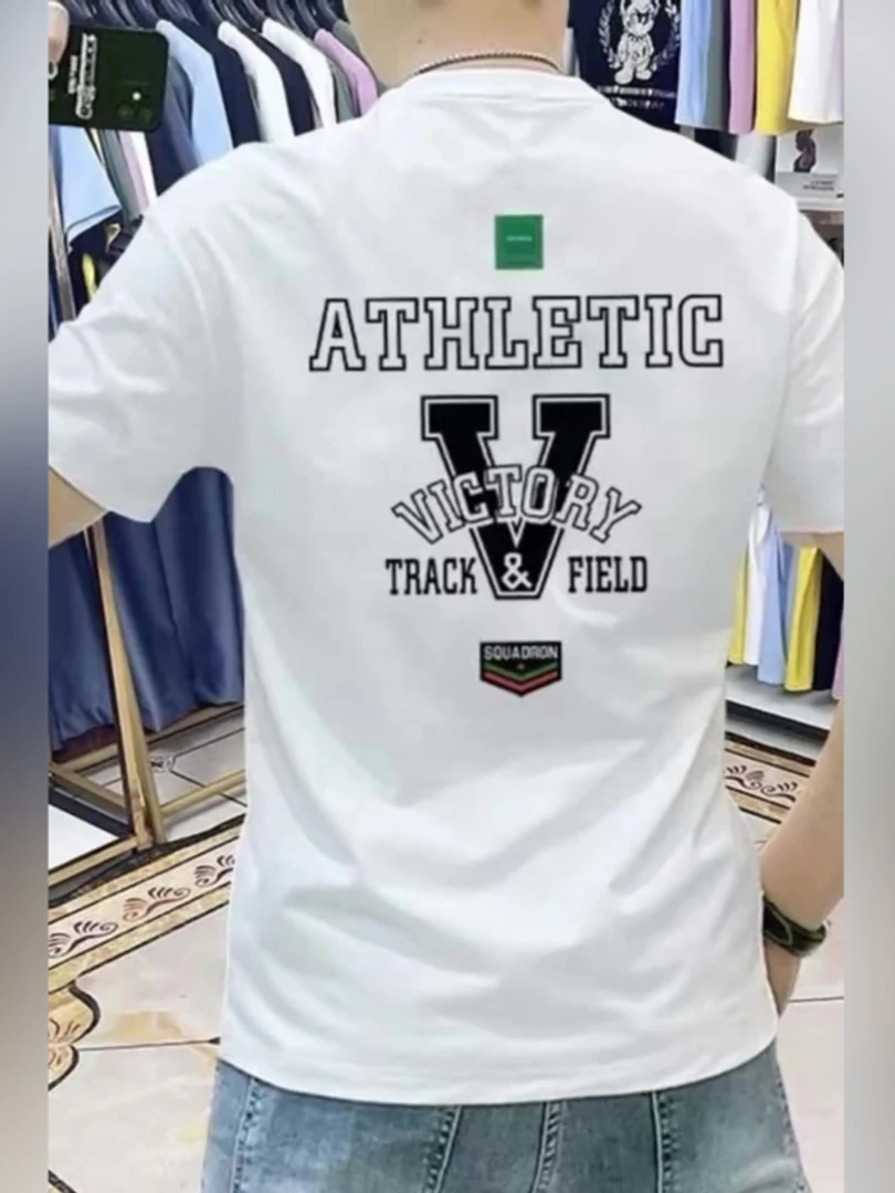 夏季新款潮牌印花白色短袖t恤男士男生男装男款半袖体恤上衣服