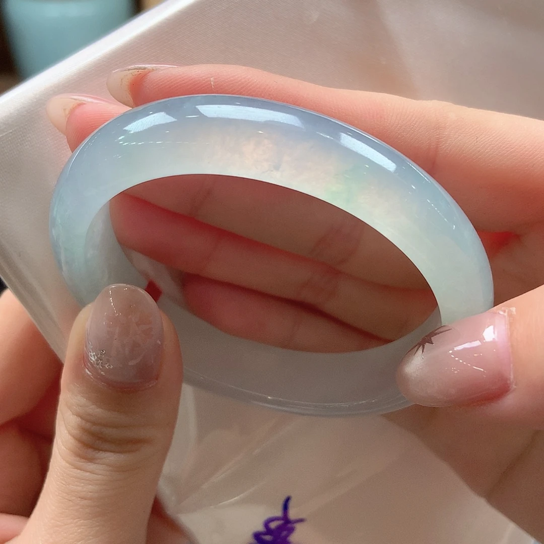 翡翠未镶嵌手镯冰润晴水起光26号