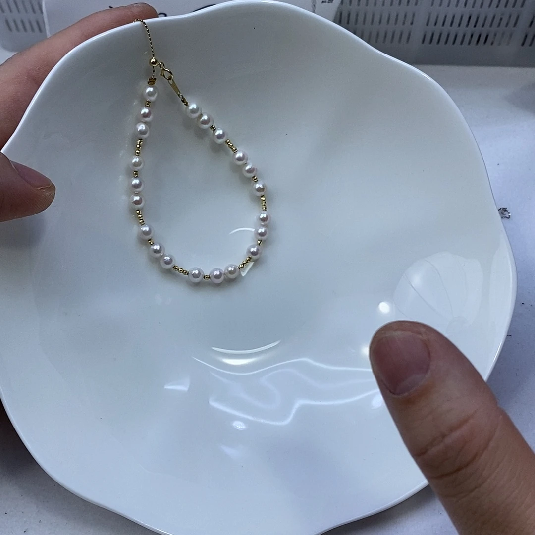 手绳18K金镶嵌海水珍珠