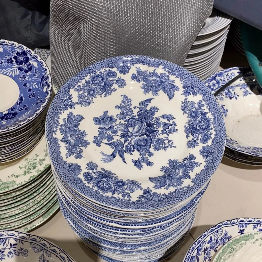 瓷微瑕蓝鸟八寸平盘