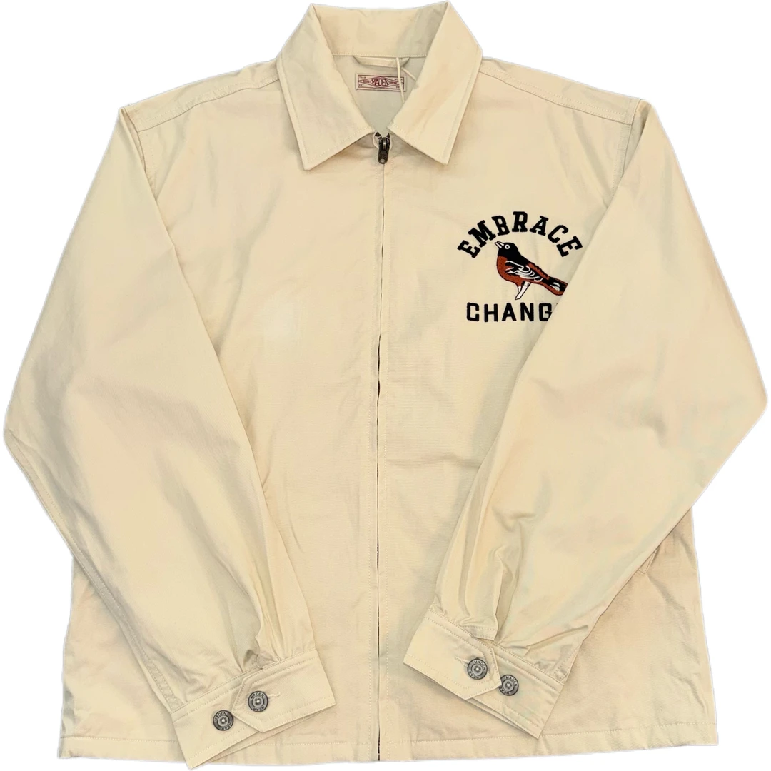 马家复古简约美式刺绣翻领工装衬衫夹克