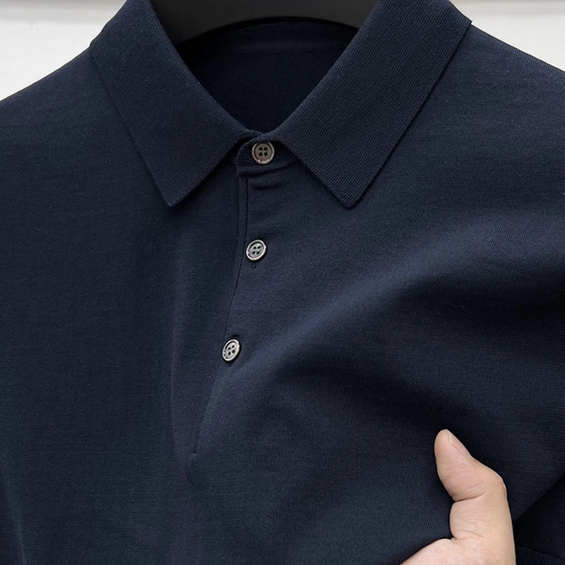 Zero Degree North夏季针织短袖t恤男士翻领桑蚕丝商务休闲polo衫