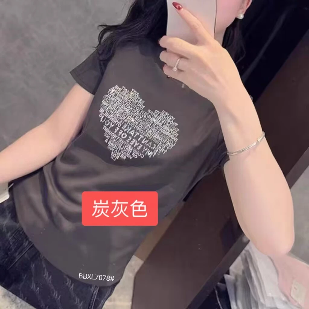 7078爱心钻吸汗透气弹力棉短袖