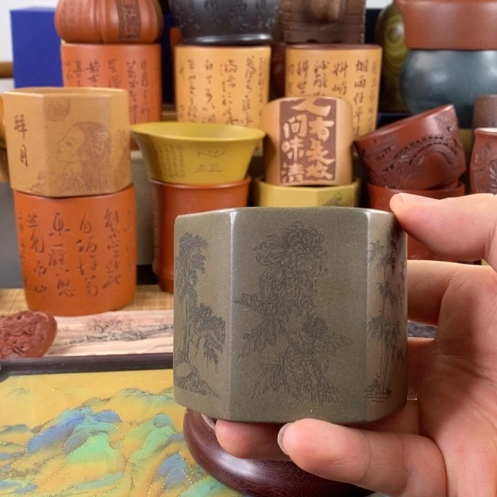 紫砂茶杯六君子紫砂杯