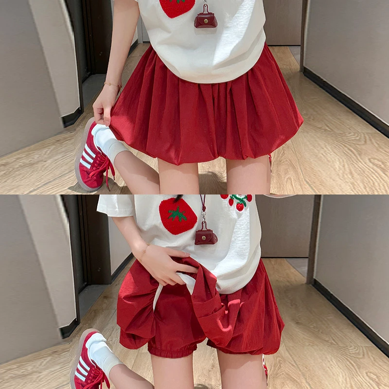 冰丝花苞裙裤女2026年夏季薄款高腰防走光休闲小个子宽松休闲裙裤