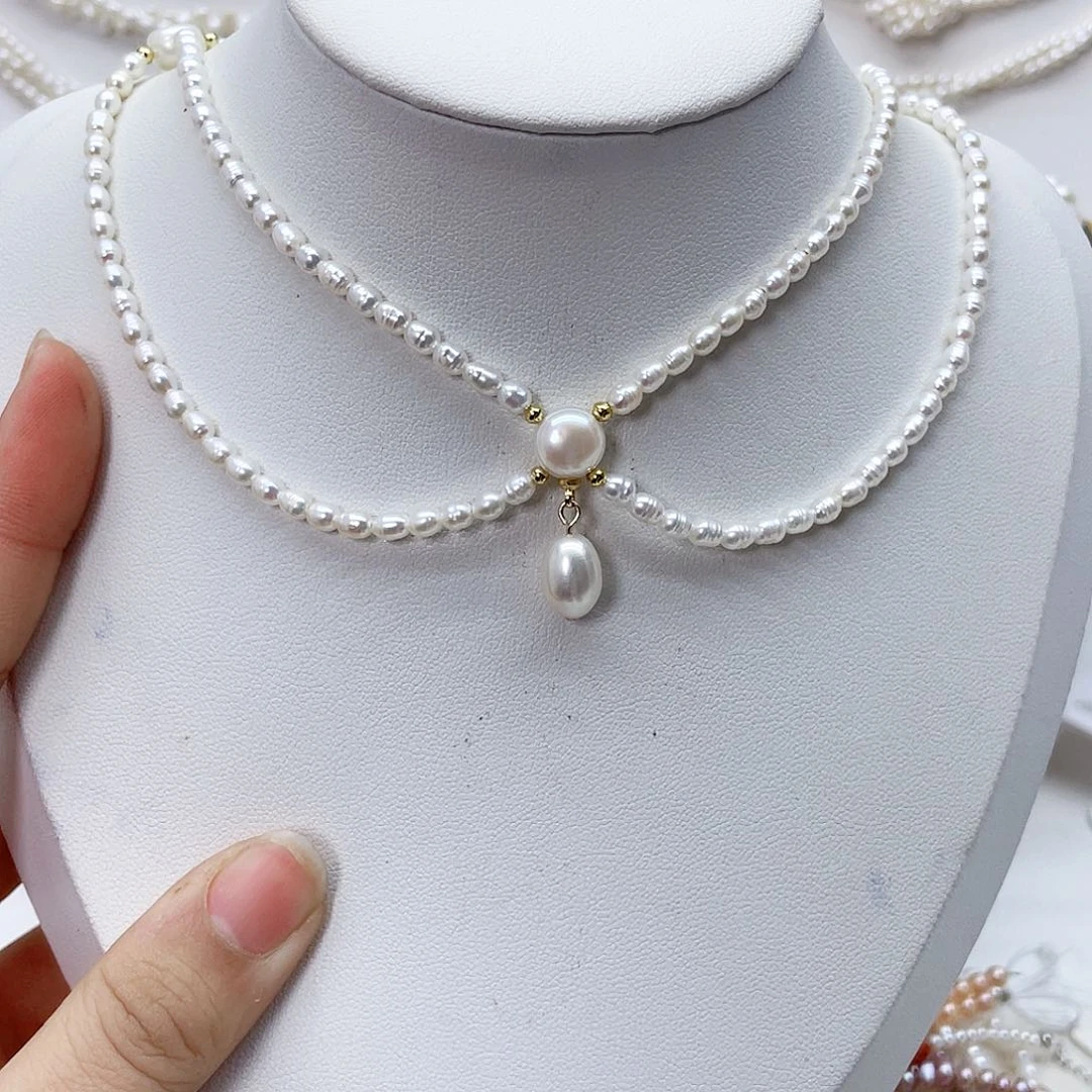 颈饰银S925镶嵌淡水珍珠