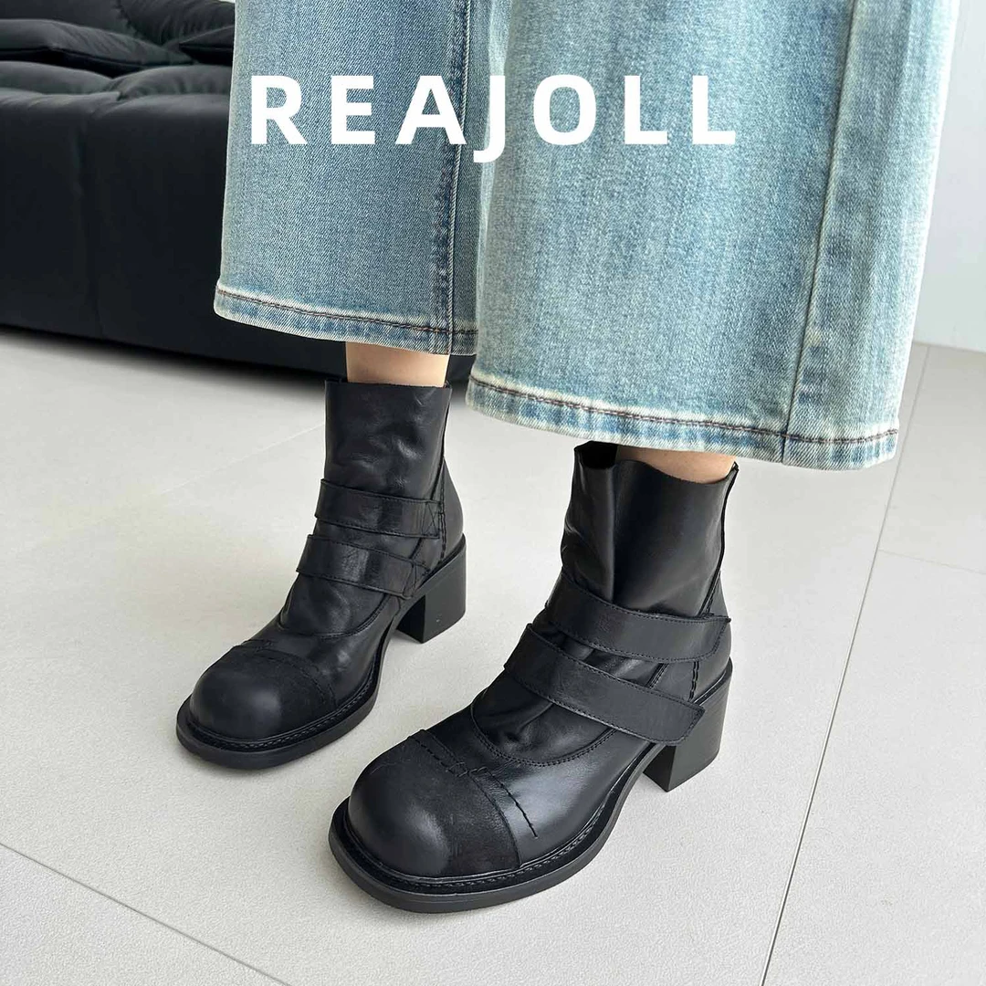 马丁靴女款2025新款法式粗高跟优雅百搭骑士美拉德棕色秋冬短靴子