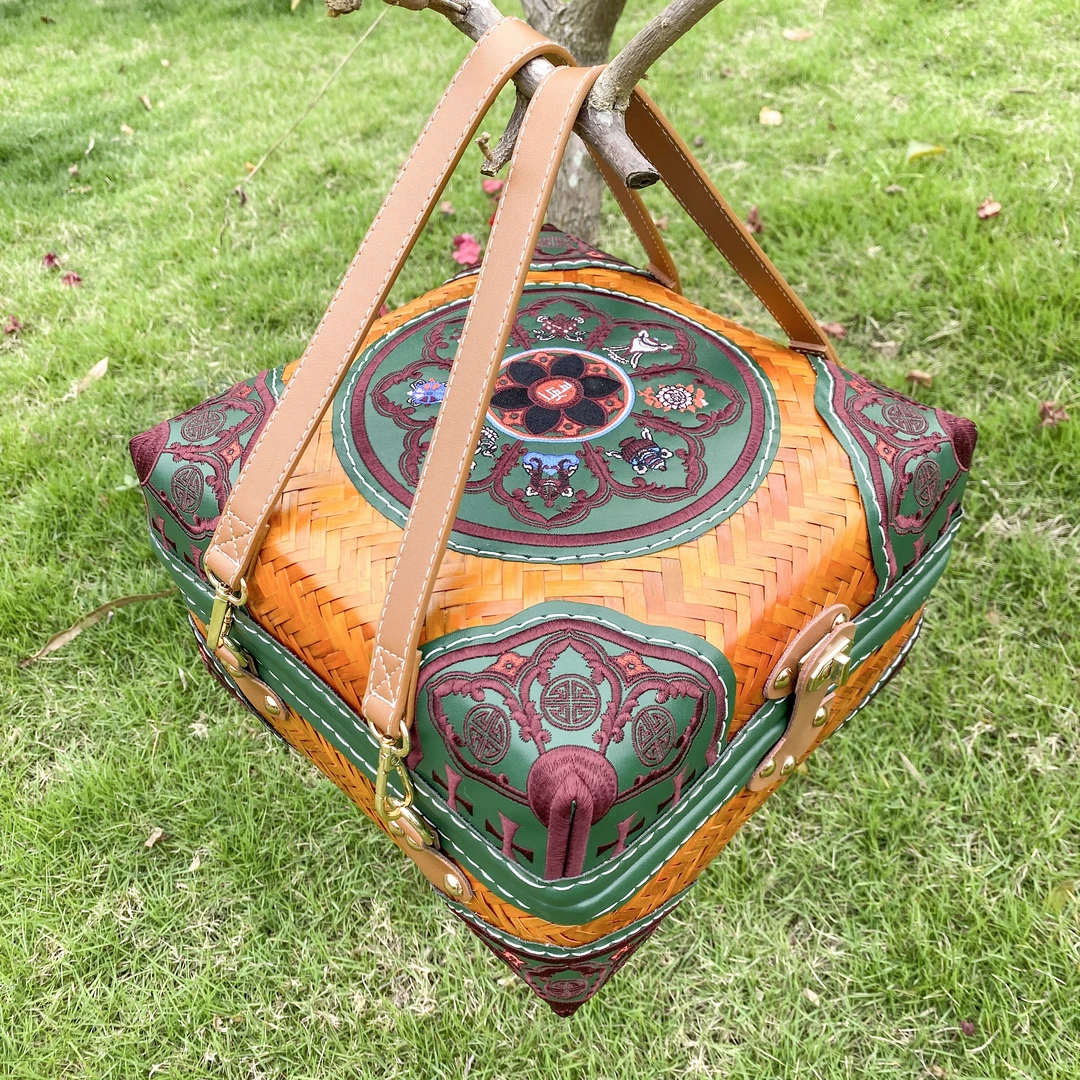 藏式洛玛筐家用用品手工竹篮子家用外出携带非常方便藏式用品盒子