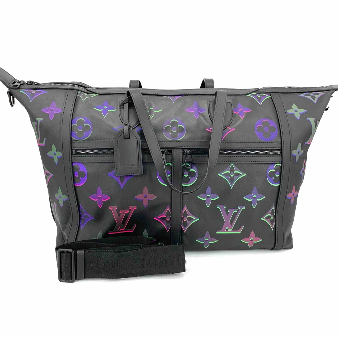 99新 LouisVuitton/路易威登 黑色全皮幻彩旅行袋 尺寸50/40