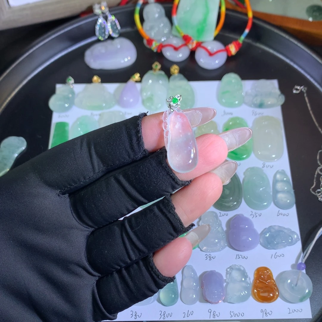 翡翠18K金镶嵌吊坠(不含链)冰福瓜