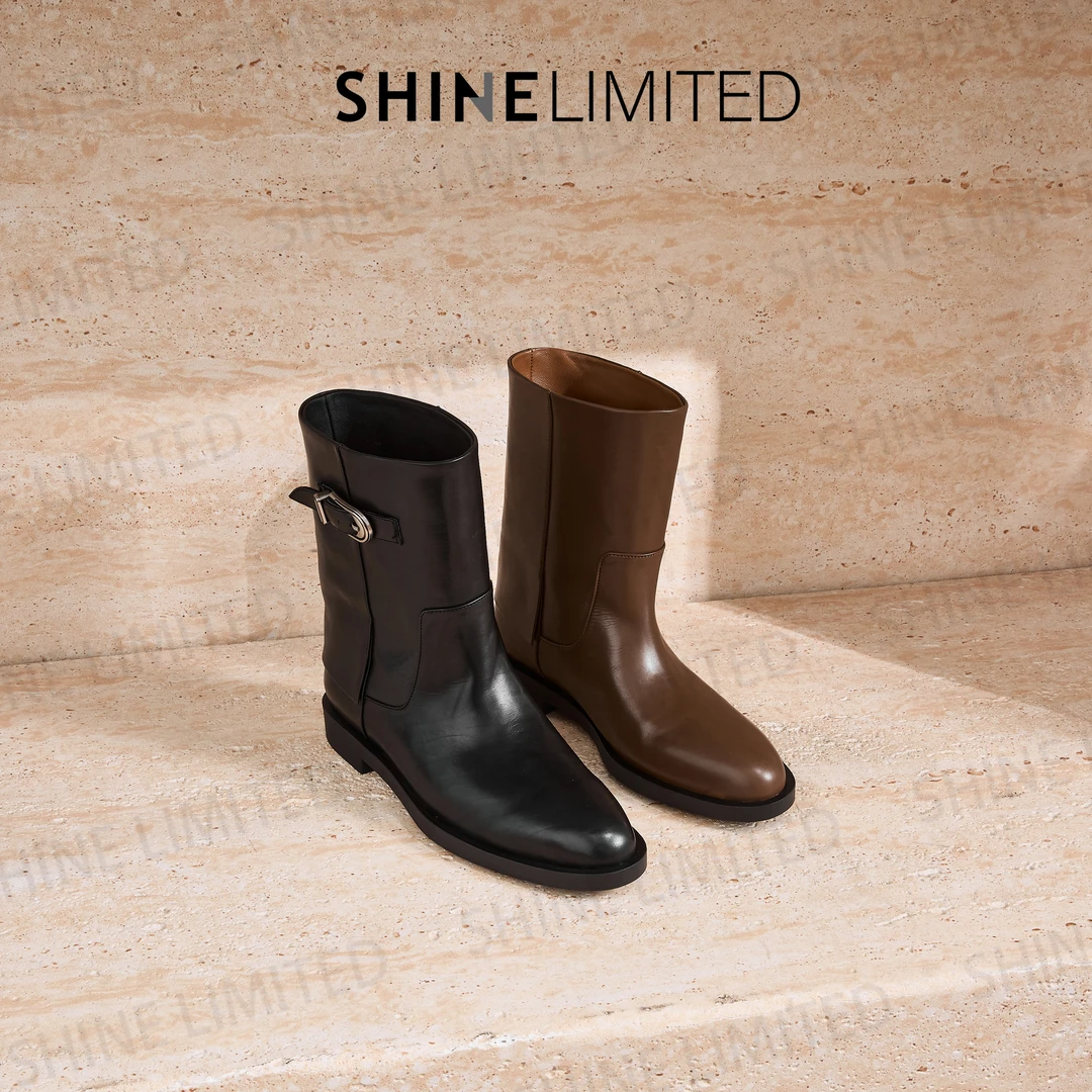 SHINELIMITED2025欧洲站秋冬胎牛版顶流满配一脚蹬马丁靴女G2658