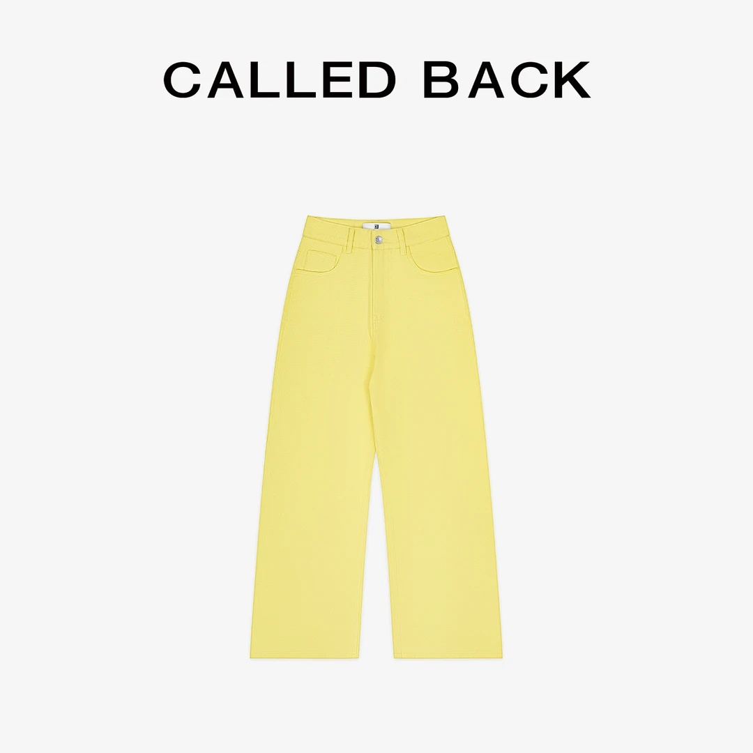 CALLED BACK新款时尚百搭黄色直筒高腰显瘦长裤休闲裤女