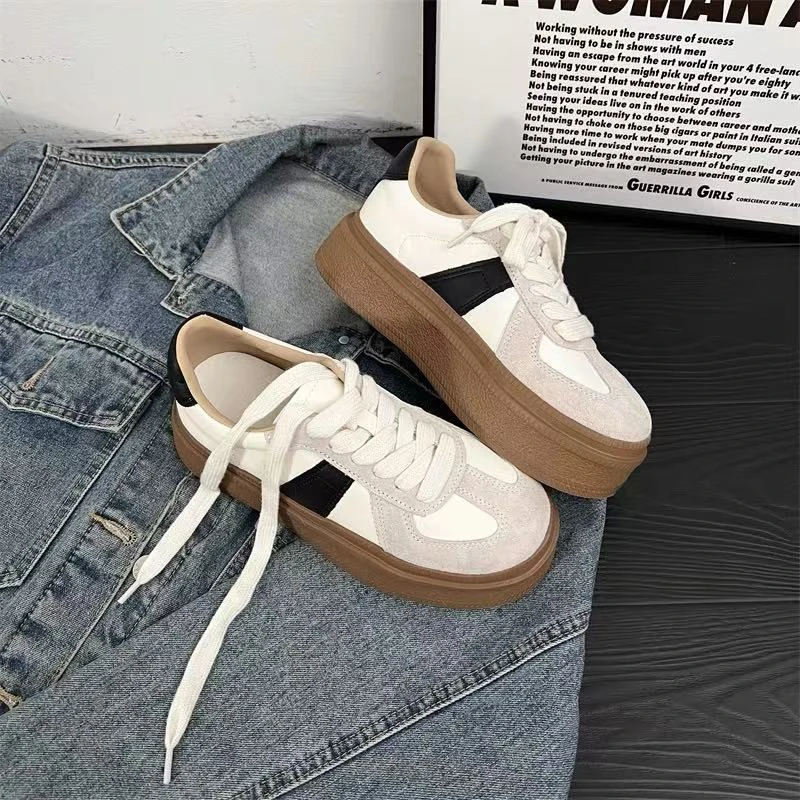 德训鞋女网红2025春季新款平底轻便百搭复古丑萌阿甘鞋休闲运动鞋