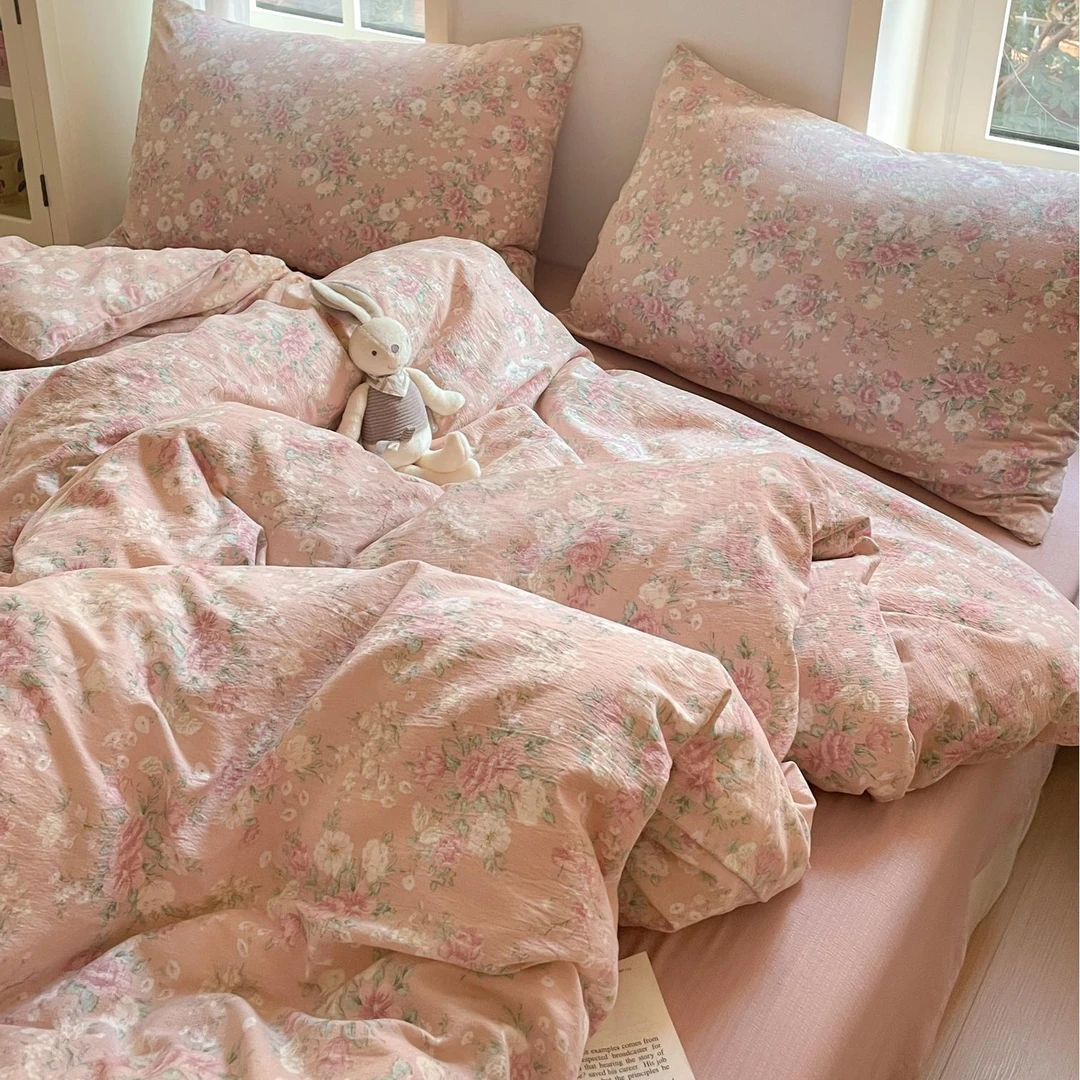 水洗双层纱四件套床上用品学生宿舍被套床单床笠床套被罩三件套