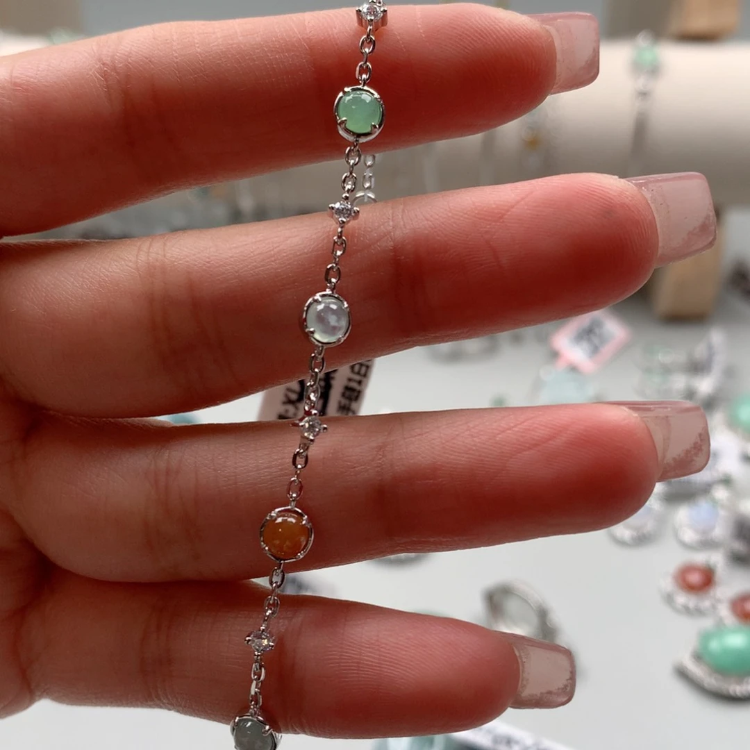 翡翠戒圈银S925镶嵌2233334