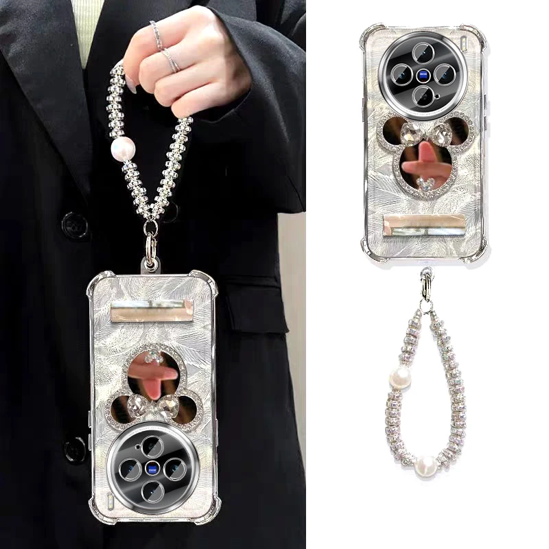 带镜头膜适用vivox300手机壳镜子支架X300Pro四角防摔创意全包ins