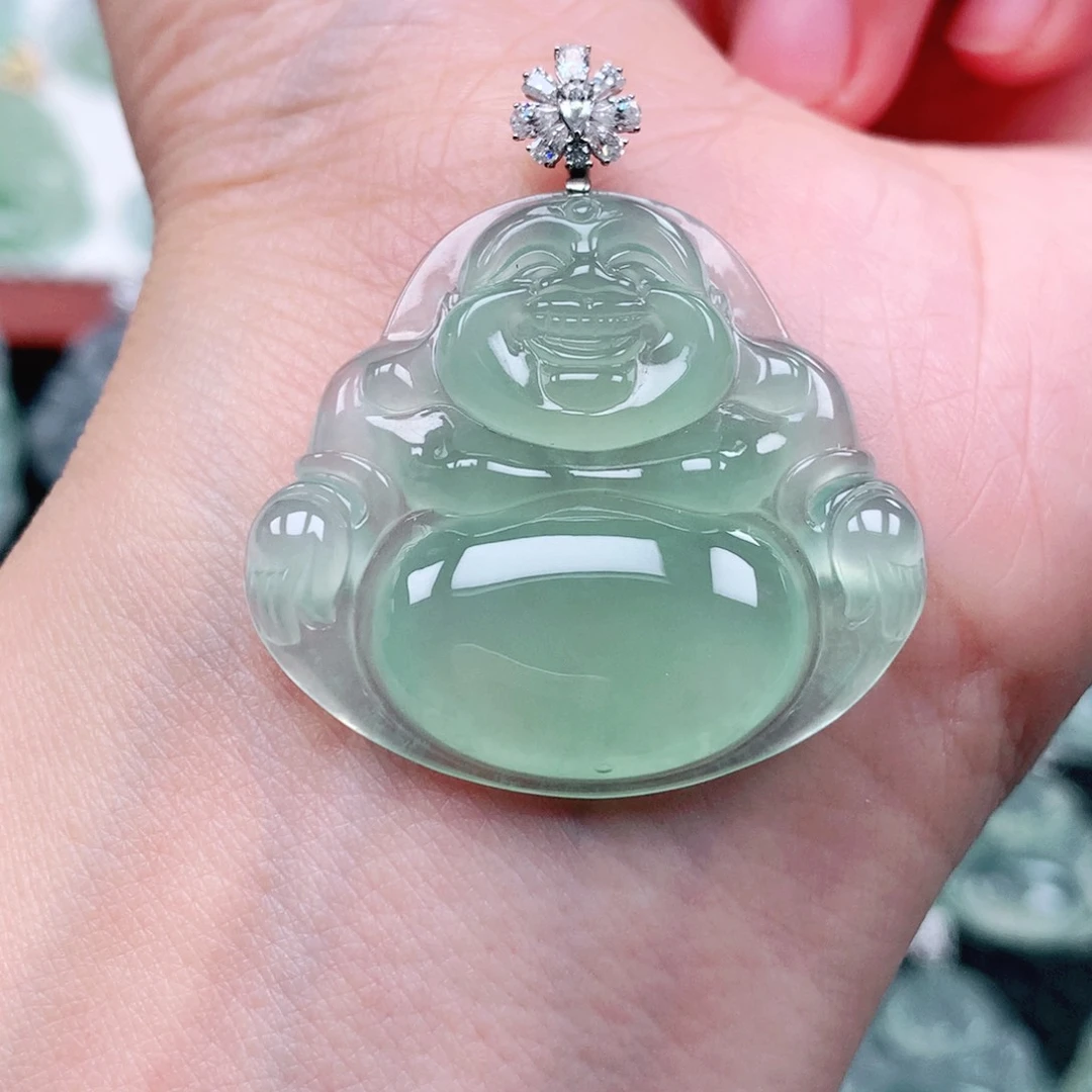 吊坠(不含链)18K金镶嵌翡翠