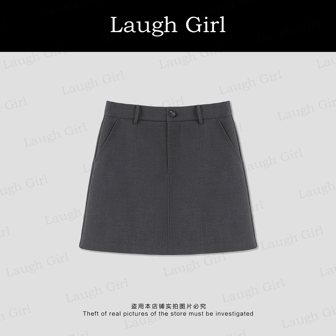楚楚君 Laugh girl【格雷爵士】简约百搭气质显瘦A字短裙QL53500J