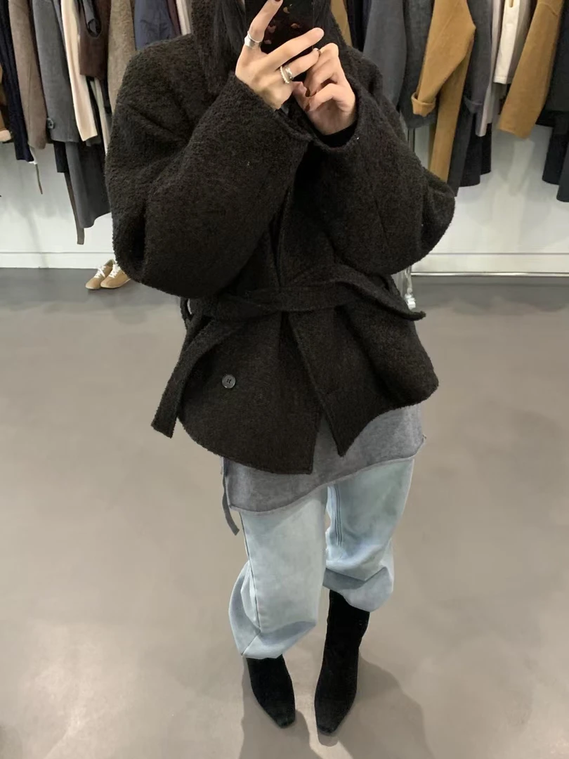 斜扣外套加厚短爆款