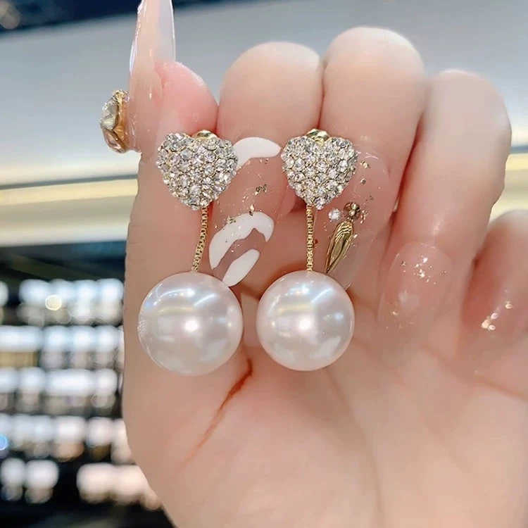 铜合金耳饰铜合金耳饰耳环爱心耳钉一款两戴气质少女耳坠3080