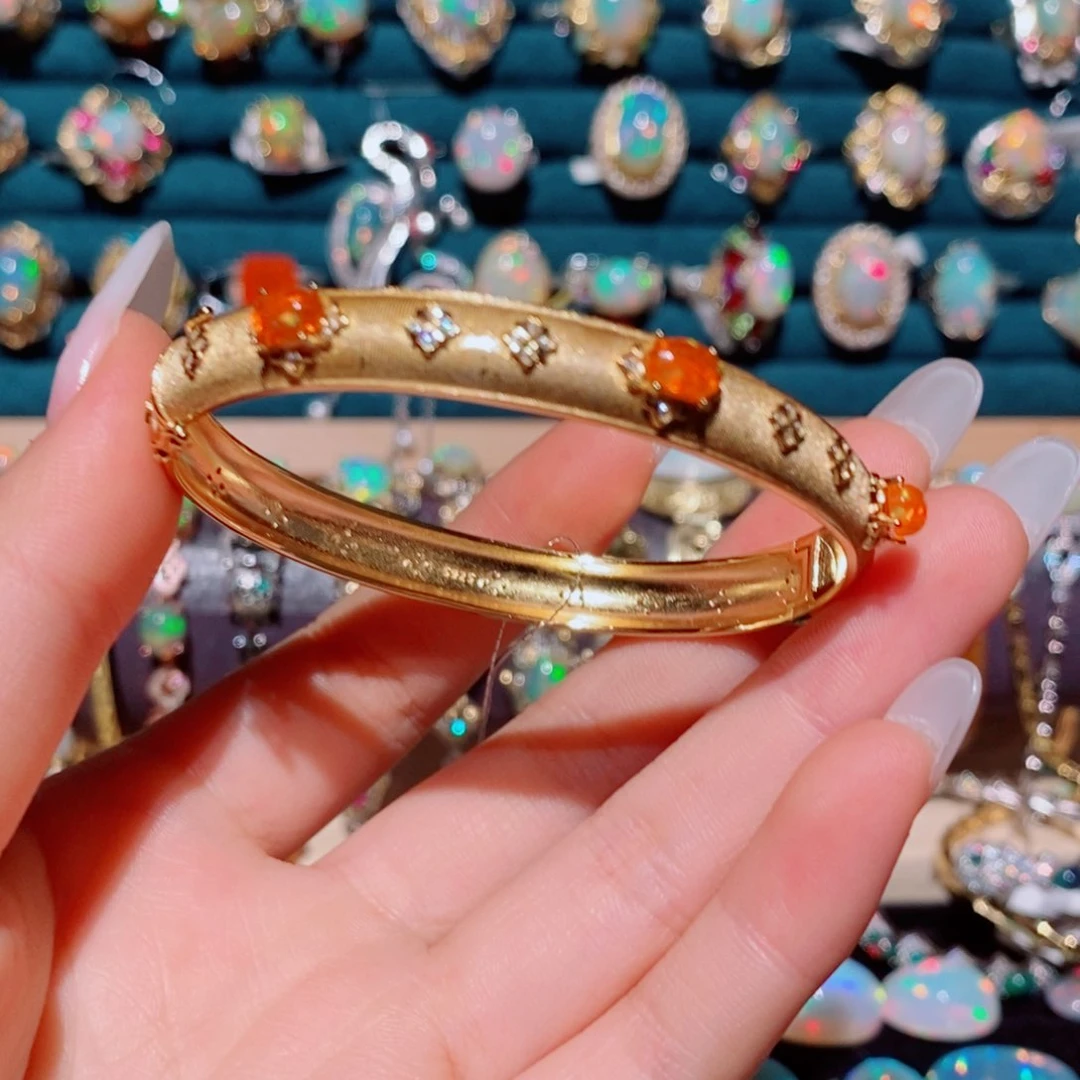 欧泊欧泊手镯银S925镶嵌