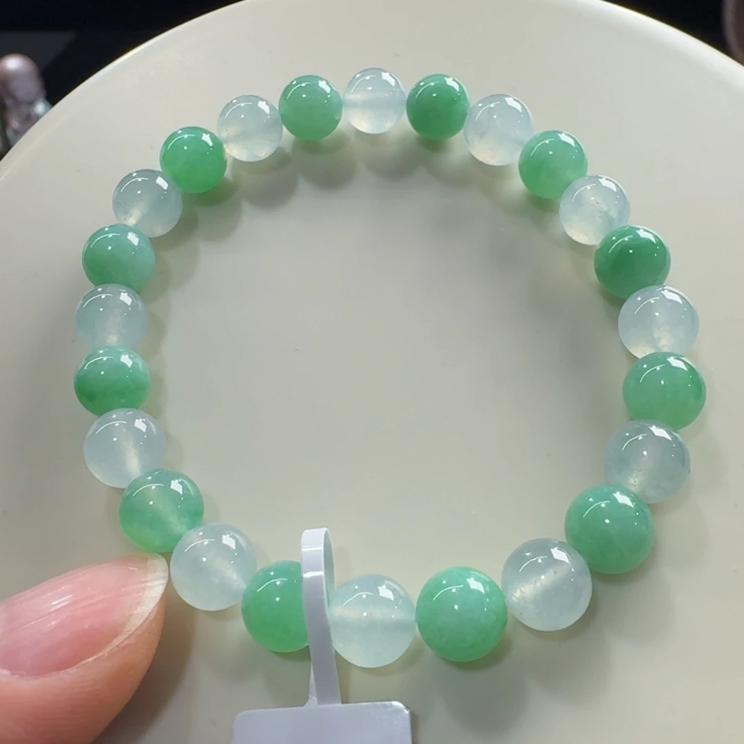 未镶嵌手链翡翠冰胶双色单圈7.6mm