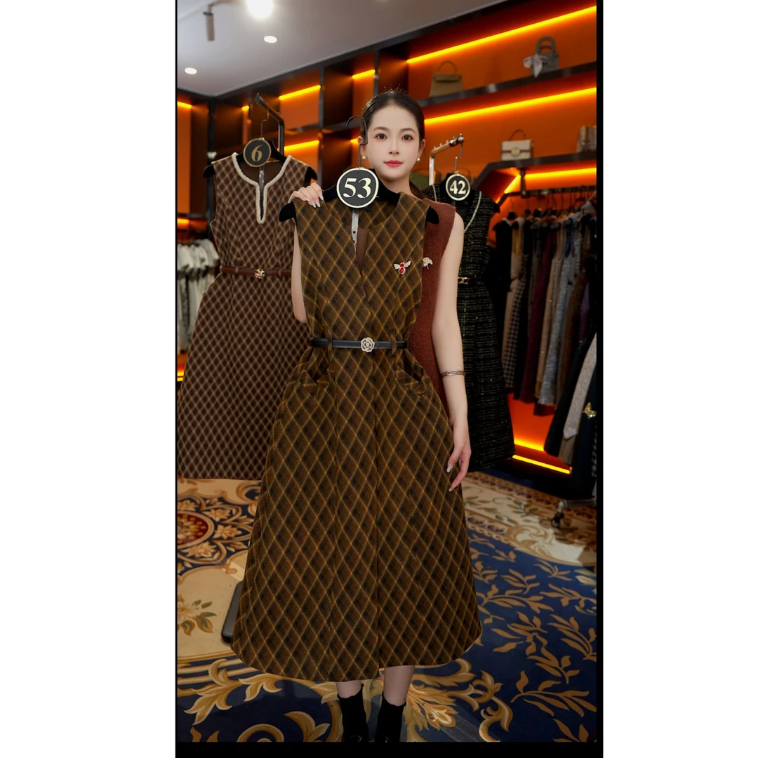 【宠粉价】赫本风轻奢美拉德气质无袖设计连衣裙NH-WX319