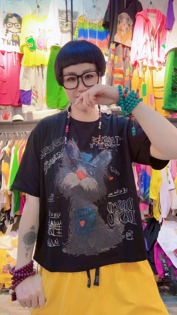 潮酷时尚动物猫短袖