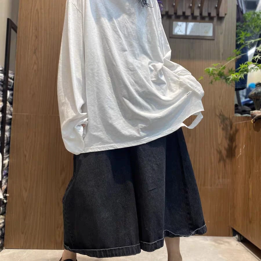 纯色大码慵懒风破洞设计长袖T恤女2025秋季新款圆领打底上衣