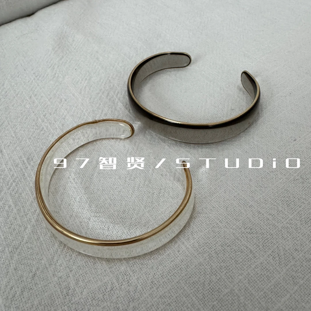 非金属树脂手镯 智贤 【ins风极简素款金边搭配开口手镯】