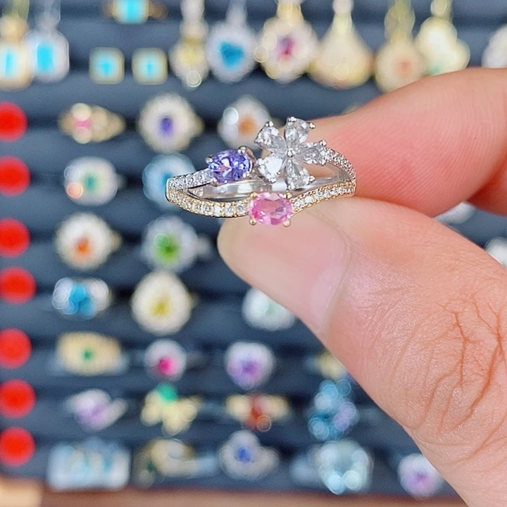 蓝宝石戒指银S925镶嵌