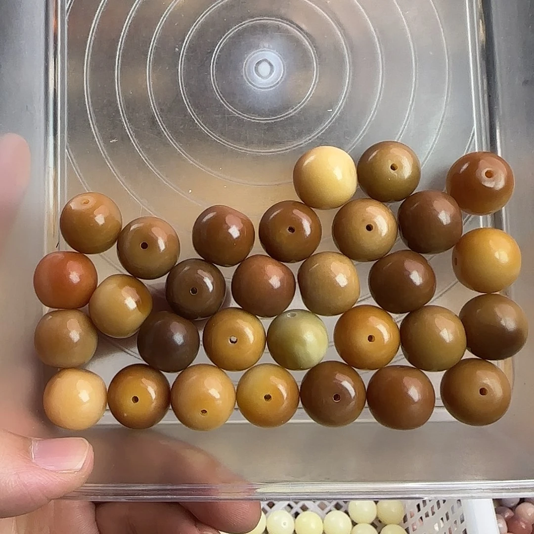 菩提根/象牙果手串微瑕疵卡18干磨老料苹果30颗