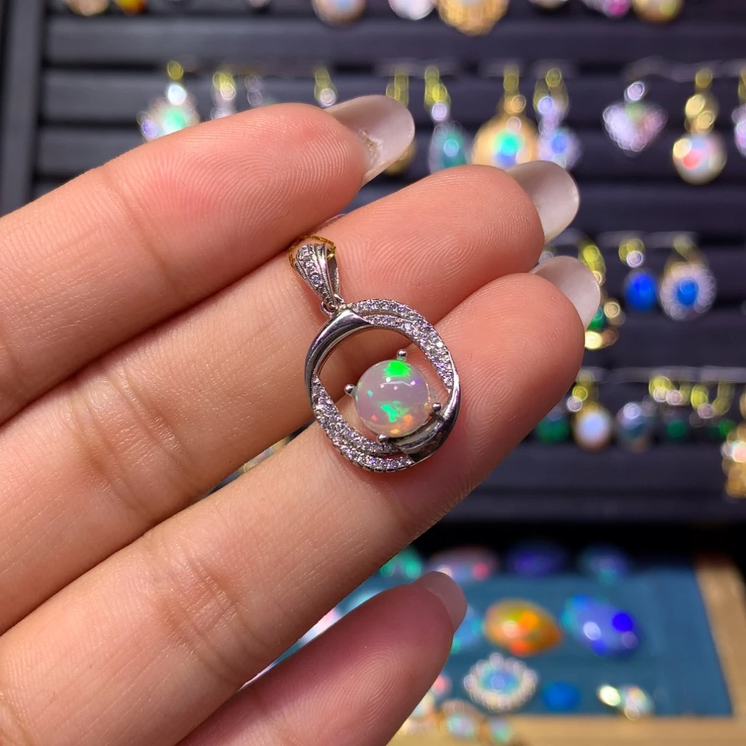 欧泊银S925镶嵌吊坠款