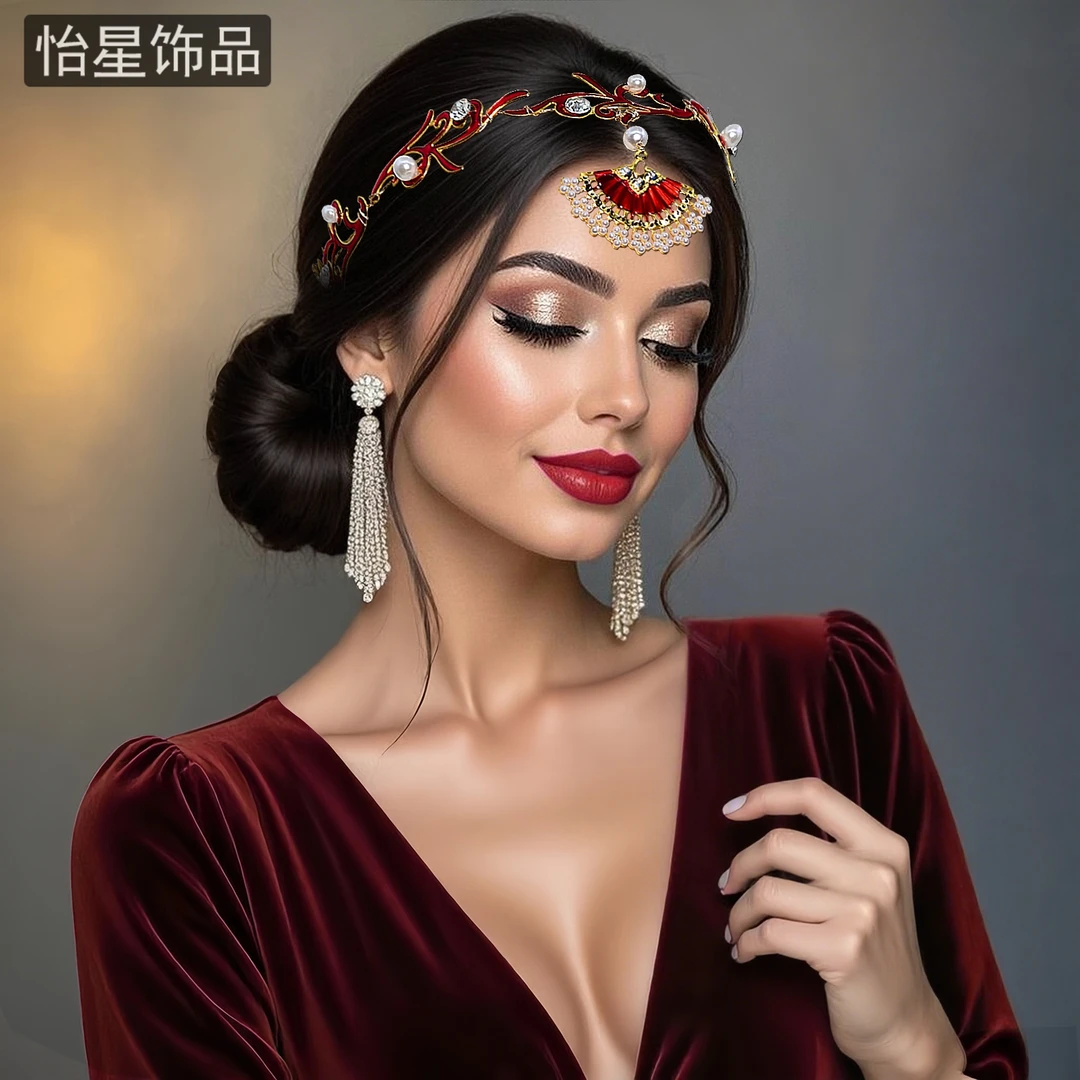 怡星复古民族风发带额头头饰流苏新娘秀禾服发饰2025流行配饰A381
