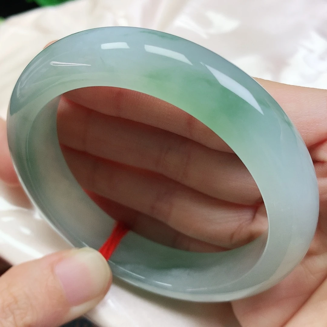 未镶嵌手镯翡翠54.9圈口冰绿580