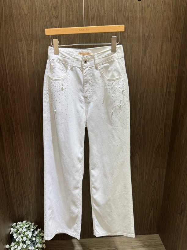 芭家2025夏款时尚百搭直筒水洗休闲牛仔裤95K2707-599B