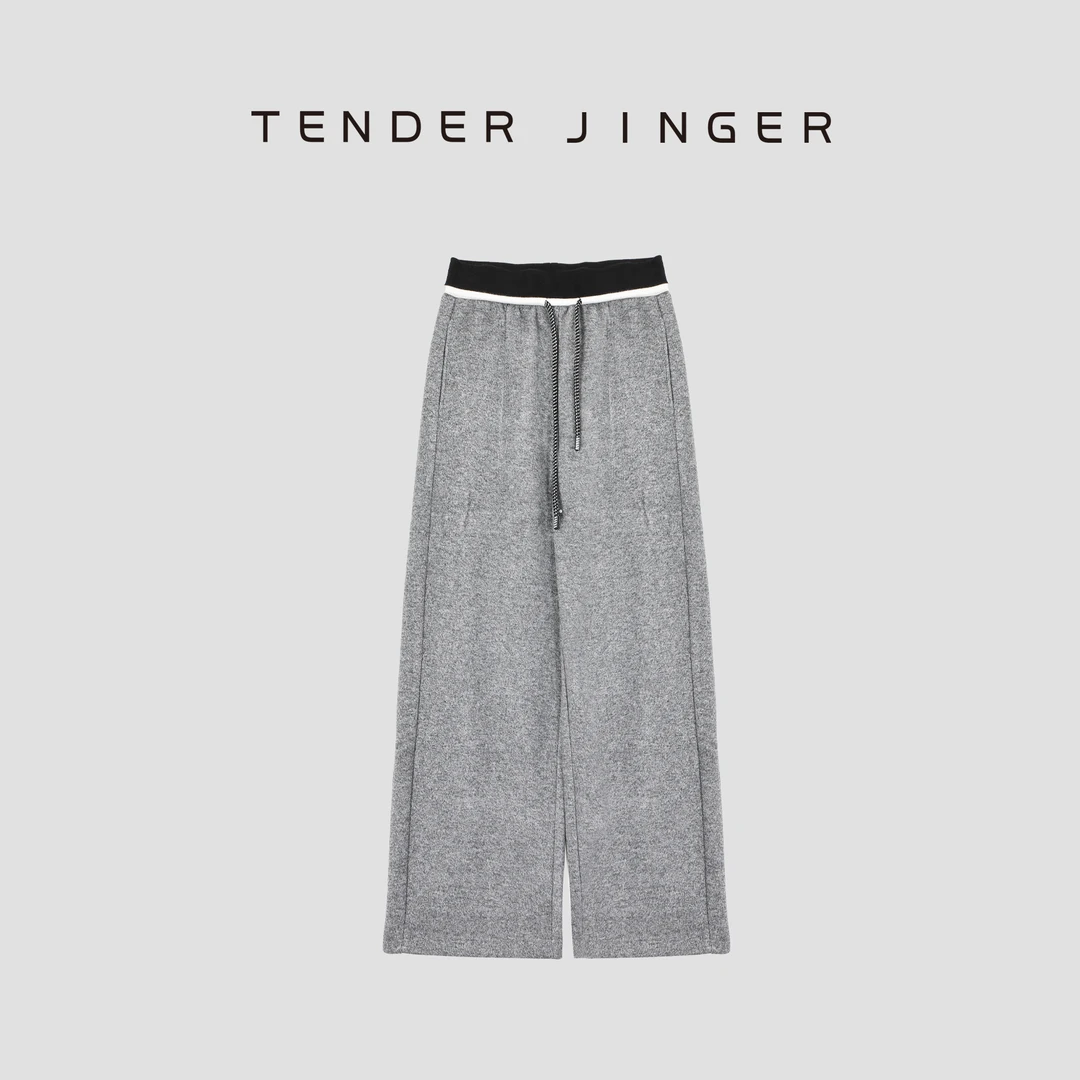 Tender Jinger｜腰头撞色松紧腰加厚直筒阔腿裤T54HAI50313