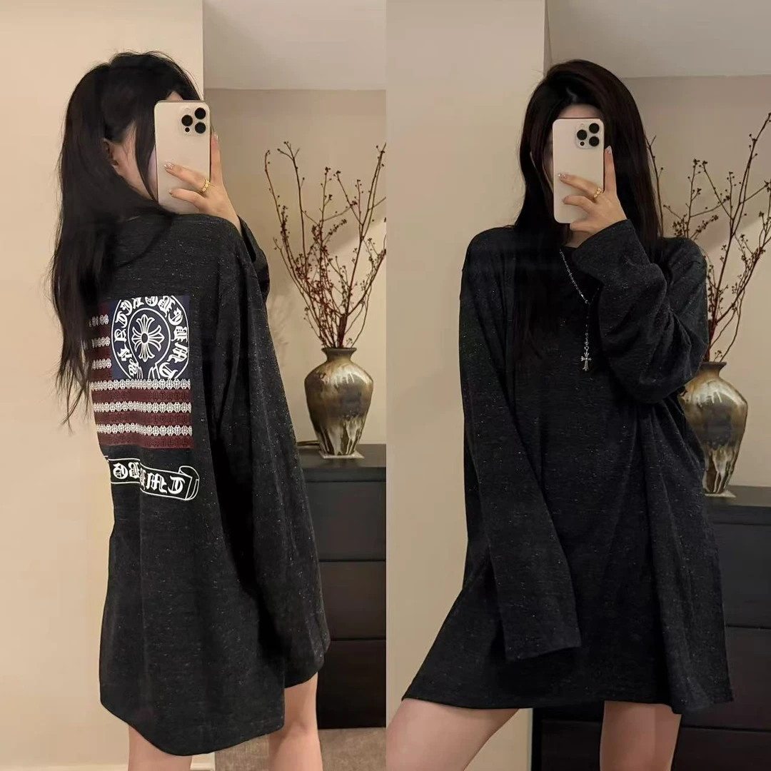 Millonthe【马蹄花长袖】25s春夏炒色洗水os长袖t宽松慵懒